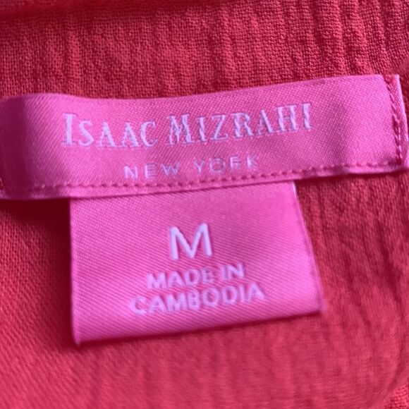 Isaac Mizrahi New York Womens gauze tunic top shirt medium lightweight crochet - Picture 7 of 8